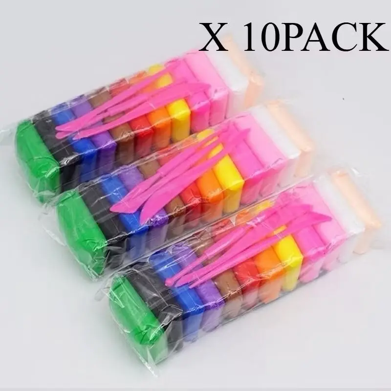 PAKET HEMAT 10 PACK Mainan Edukasi Anak Plastisin Lilin Mainan Clay Polymer 1 Pack Isi 12 Pcs Free Pisau Maianan