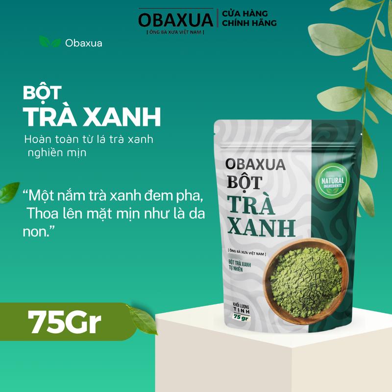 Obaxua Bột Trà Xanh 75Gr - Mặt Nạ Bột Đắp Mặt & Body Dưỡng Da Tự Nhiên Chính Hãng