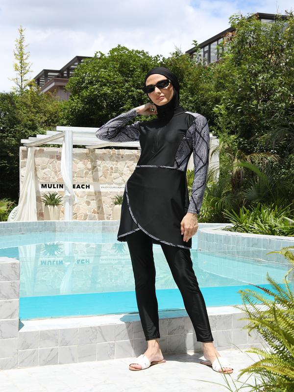 Muslim Swimwear Hijab Modest Swimsuit Women Islamic Swimming Suit Cover Ups Burkini Hijabs For Woman Long Sleeve Swim Bathing 3