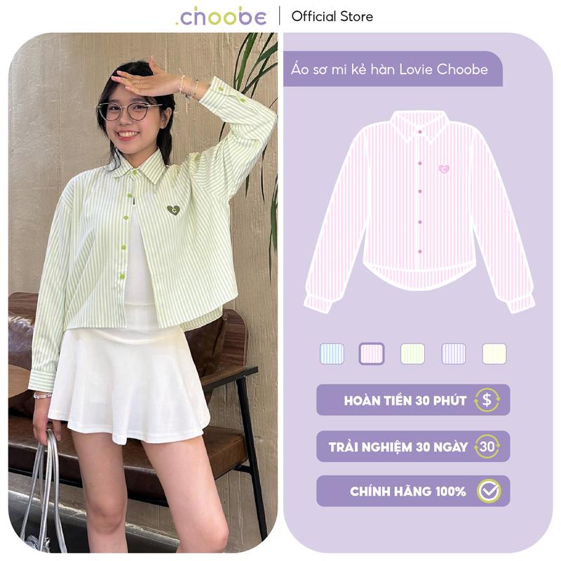   DEAL MỞ BÁN  Áo sơ mi boxy nữ Lovie Choobe dài tay kẻ sọc form suông rộng unisex nam nữ Oxford trẻ trung ASM15 