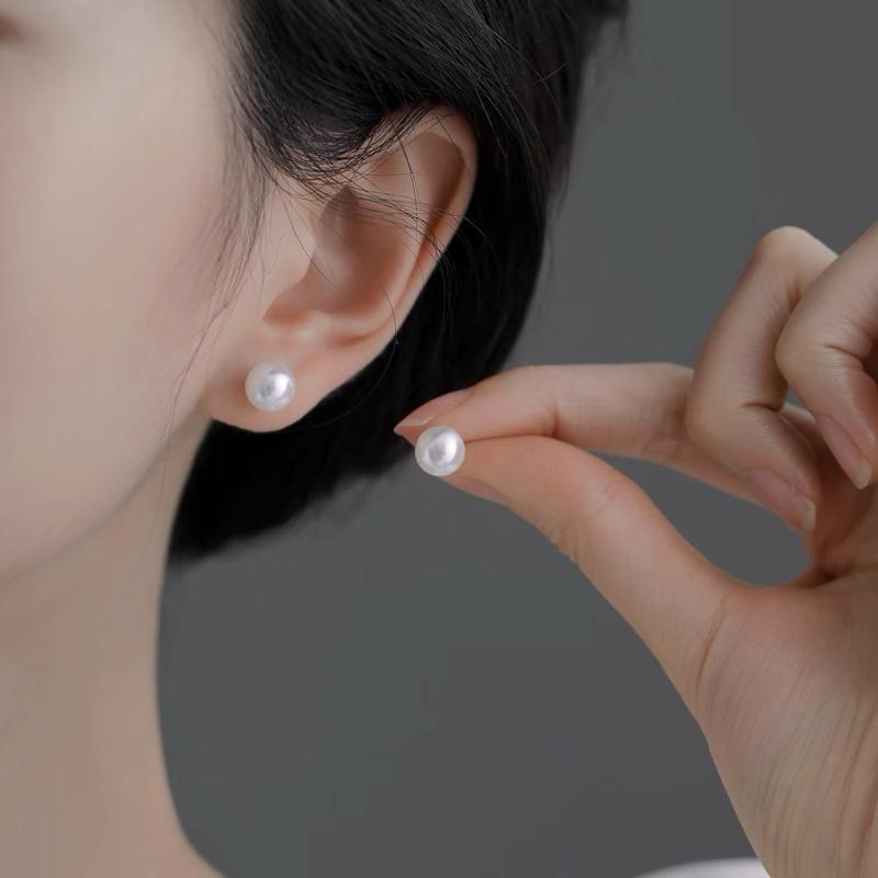 Hoa tai ngọc trai nước ngọt 8-8,5ly hình bánh bao bóng đẹp bạc 925 xi kim chuôi cánh đẩy dễ đeo