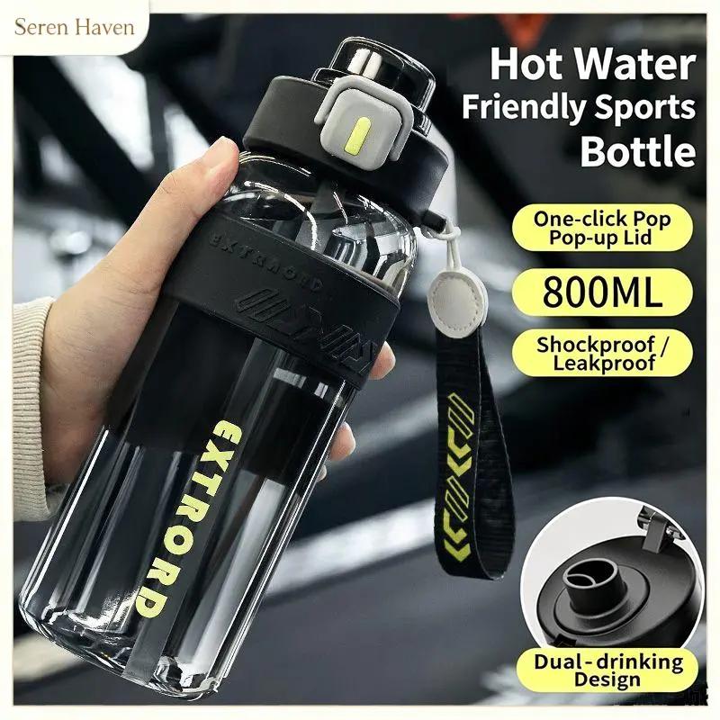 Thể Thao Dưới Nước Chai Leakproof Nhiệt độ Cao Chịu Mài Mòn Với Rơm 800/1200Ml Cho Phòng Tập Thể Dục Tập Thể Dục Ngoài Trời Đi Bộ Đường Dài Du Lịch