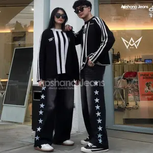 [UNISEX]Celana BaggyStar Jeans Hightwaist-Celana Gombrong SKENA-Celana Baggyjeans Star Viral 2025-Celana Loose Jeans Motif Bintang Cowok Cewek BisaPakai Jeans Terbaru