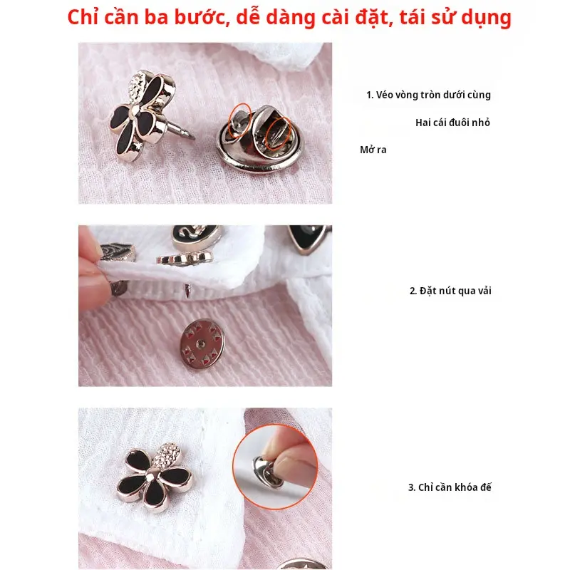 Khóa Ẩn, Cao Cấp, Chống Lộ, Bộ 10 Miếng, Thích Hợp Cho Quần Áo Nữ, Áo Len, Áo Sơ Mi, Đồ Trang Trí Áo Cardigan, Nút Vô Hình Có Thể Tháo Rời Nút Không Đường May 1