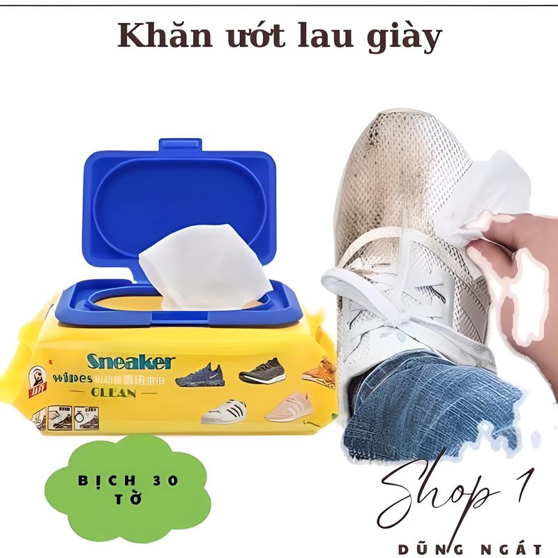 Combo 3 gói khăn ướt lau giày dép, mỗi gói có 30 tờ - Giấy ướt tẩy sạch vết bẩn nhanh chóng