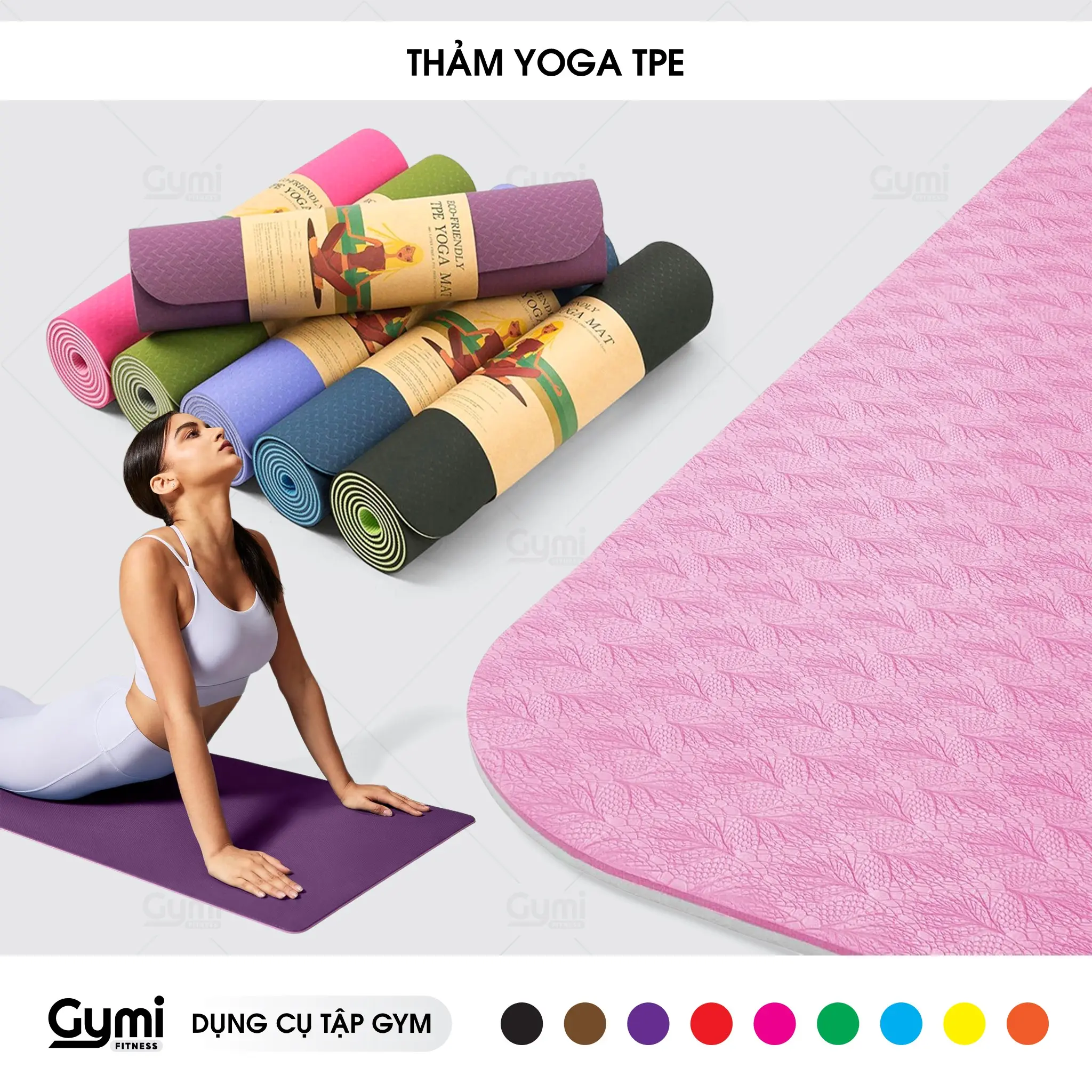 Thảm Tập Yoga - Thảm Tập Gym TPE Siêu Bền 6mm 8mm - ThamTPE