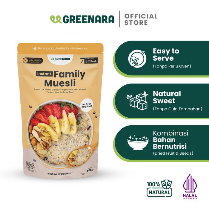 Gambar Greenara Instant Family Muesli 500gr / Oatmeal Muesli dari GREENARA Kota Administrasi Jakarta Utara Tokopedia