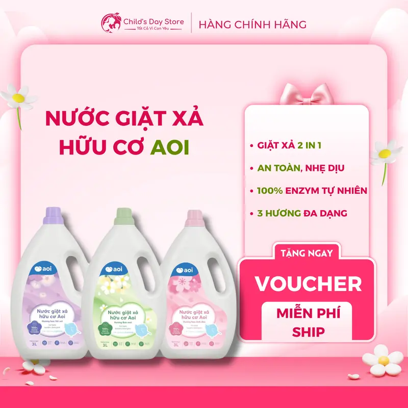 Nước giặt xả hữu cơ Aoi cho bé từ sơ sinh, dung tích 3L nhiều mùi hương thơm lâu - Childs Day Store 1