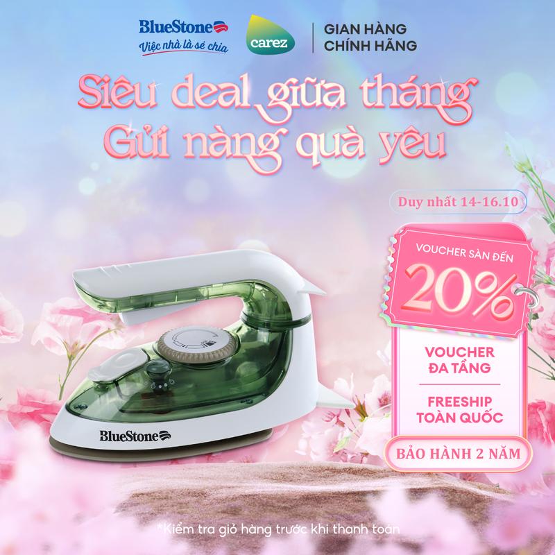 Bàn Ủi Hơi Nước Du Lịch BlueStone SIB-3819 40ml 1000-1200W Công Suất Cao Tiết Kiệm Thời Gian Thiết Kế Nhỏ Gọn Tay Cầm Xoay 180 Độ Dễ Mang Theo Ceramic Cozy