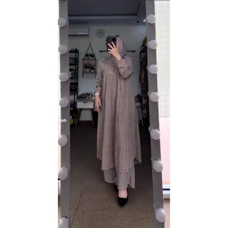 Product Introduction of Set Tunik Kulot Tania Rayon Diamon Busui Kancing Celana Panjang 20