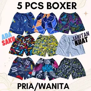 PROMO 5 pcs celana pendek boxer pria wanita celana santai pakaian tidur Katun