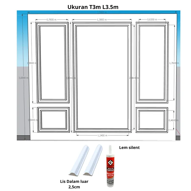 Paket WallMolding Gold Modern Mewah Style Ukuran L 3m-4m - Dinding Pvc Kamar 4