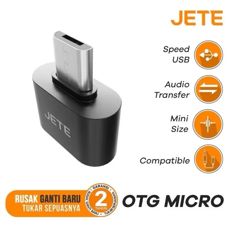 ￼OTG USB to Micro/Tipe C JETE - Kabel Adaptor OTG - Garansi 2 Tahun 2