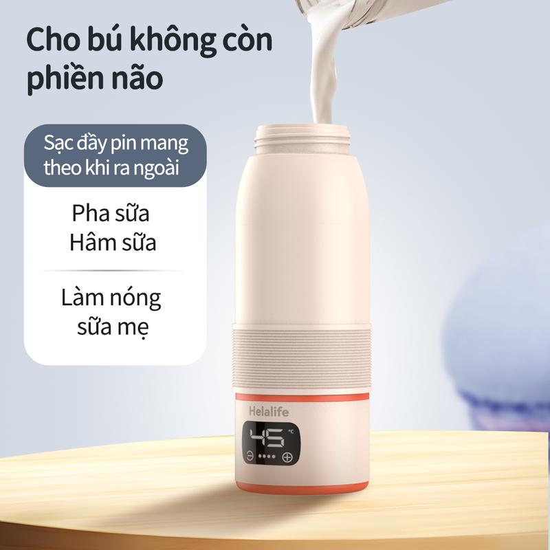 Ấm đun nước và máy hâm sữa di động cho Em Bé Mini, Helalife T6, Thông minh 500ml, Có thể hâm nóng đến 100 độ, Bảo hành miễn phí một năm, [VN]