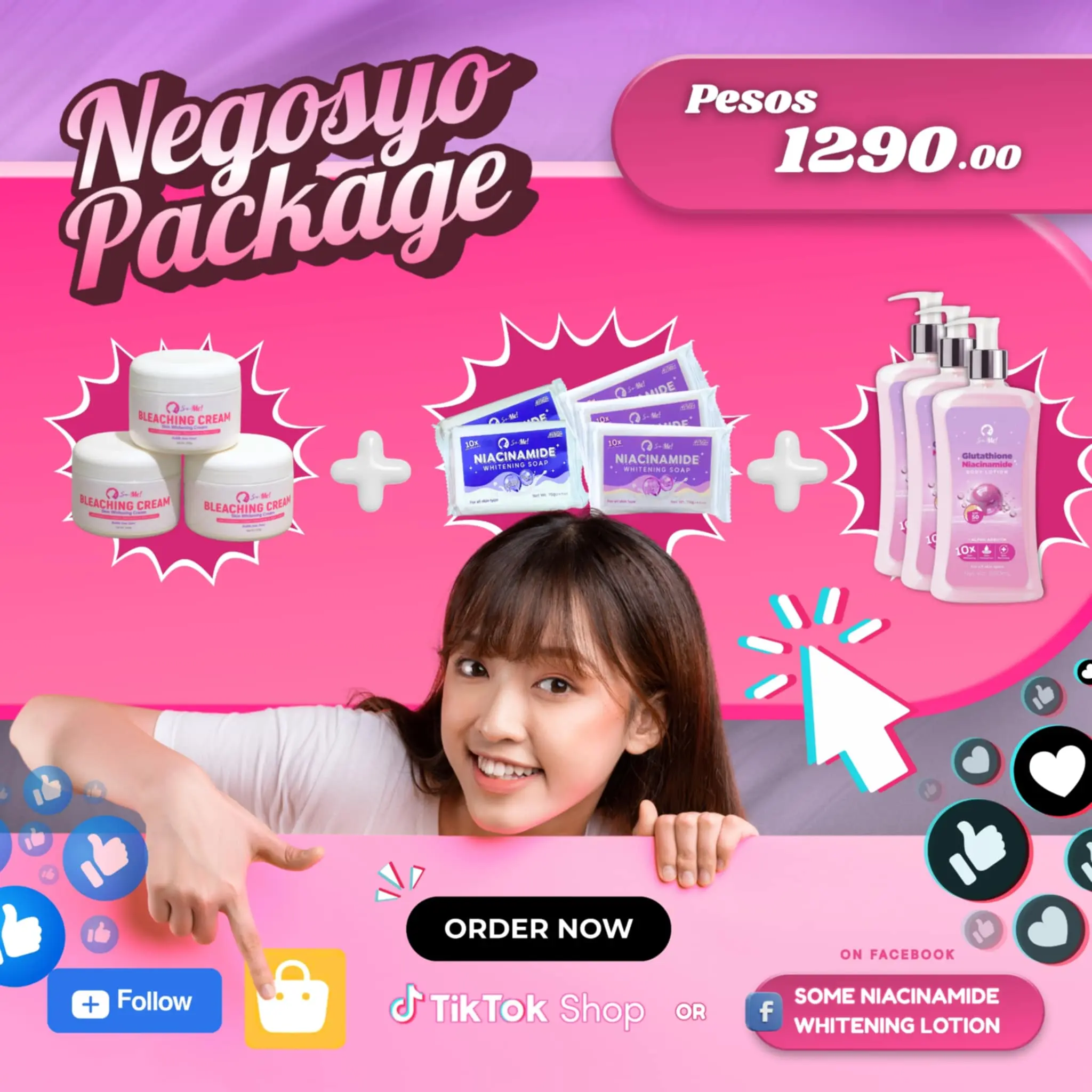 glutathione fda approved philippines FDA Approved] So Me Negosyo Package Glutathione Niacinamide Face and Body  Whitening with SPF50PA+++ Alpha Arbutin