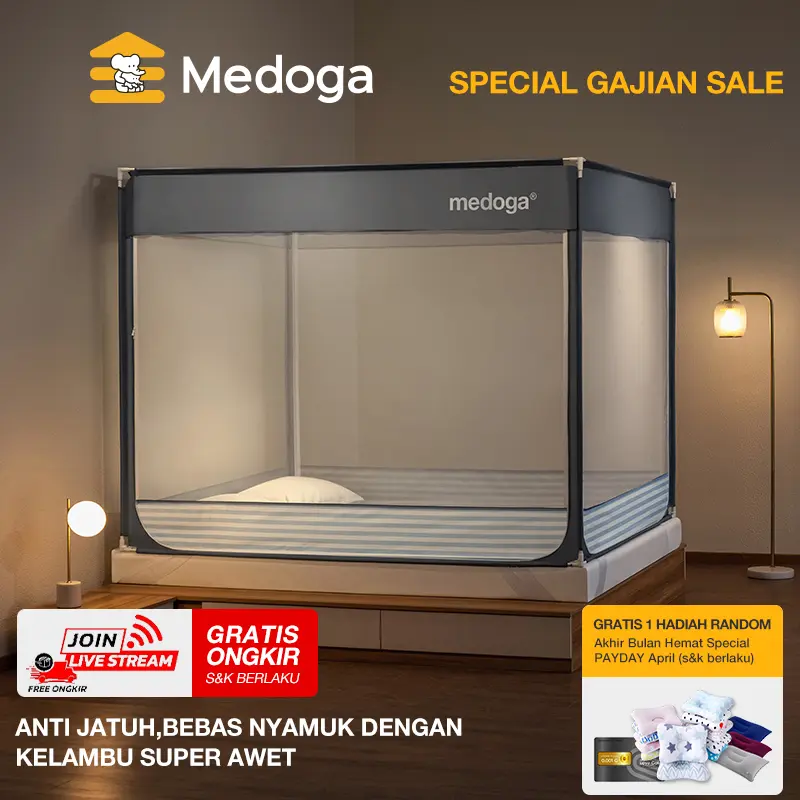 Medoga kelambu anti jatuh nyamuk tidur bedrail tenda anak bayi 160x200 180x200 200x200