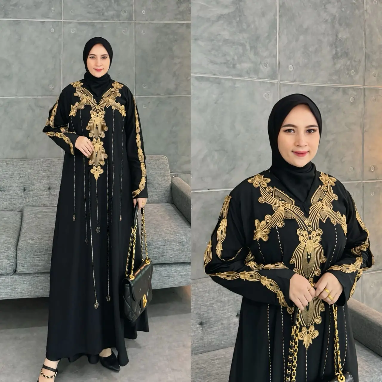 Abaya Turkey Gamis Arab Brielle Muslimah Wanita Kode 003 Mewah Jersey