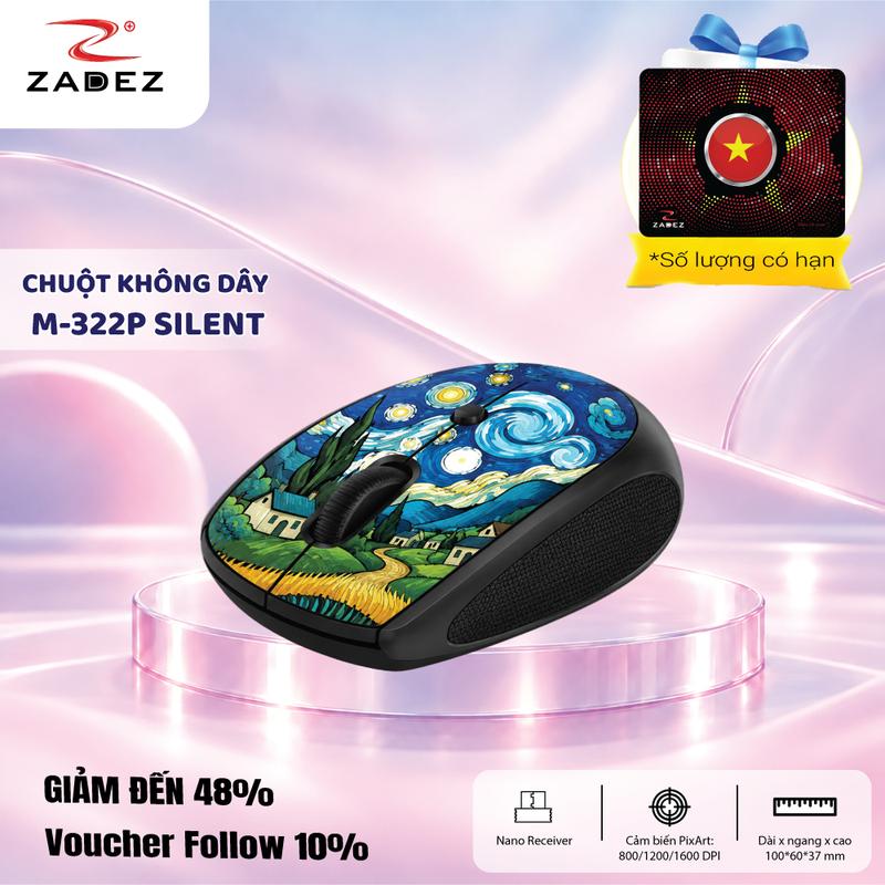 Chuột ZADEZ không dây M-322P Silent đa sắc