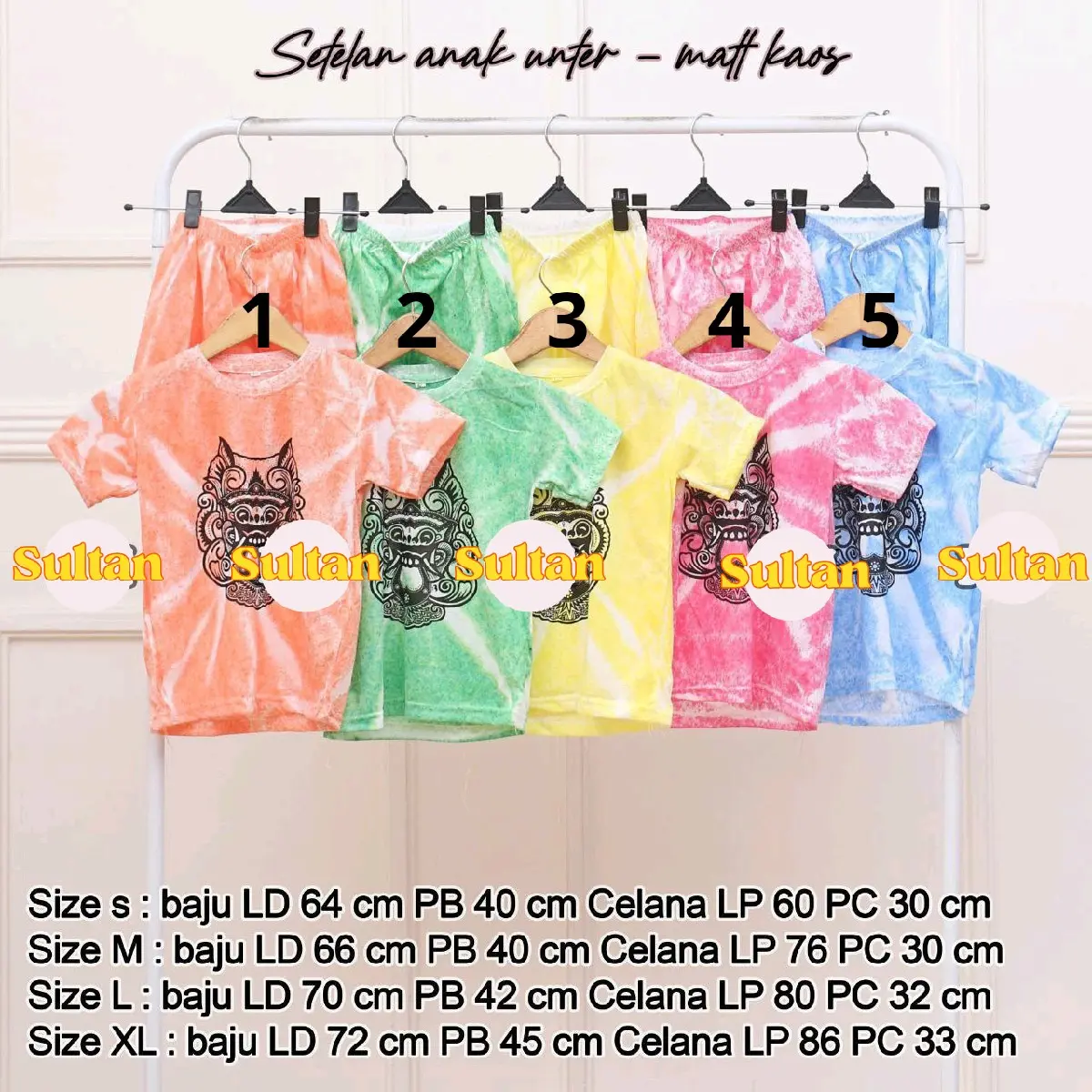 Baju setelan anak untuk usia 2 tahun keatas baju anak setelan anak kaos anak Biru Kuning Merah