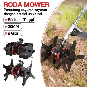 Roda Pemotong Rumput Anti Kusut Kepala Penyiang Gulma Oda Penggalian Dan Pelonggaran Tanah Pertanian Efisiensi Tinggi 26MM 9 Gigi