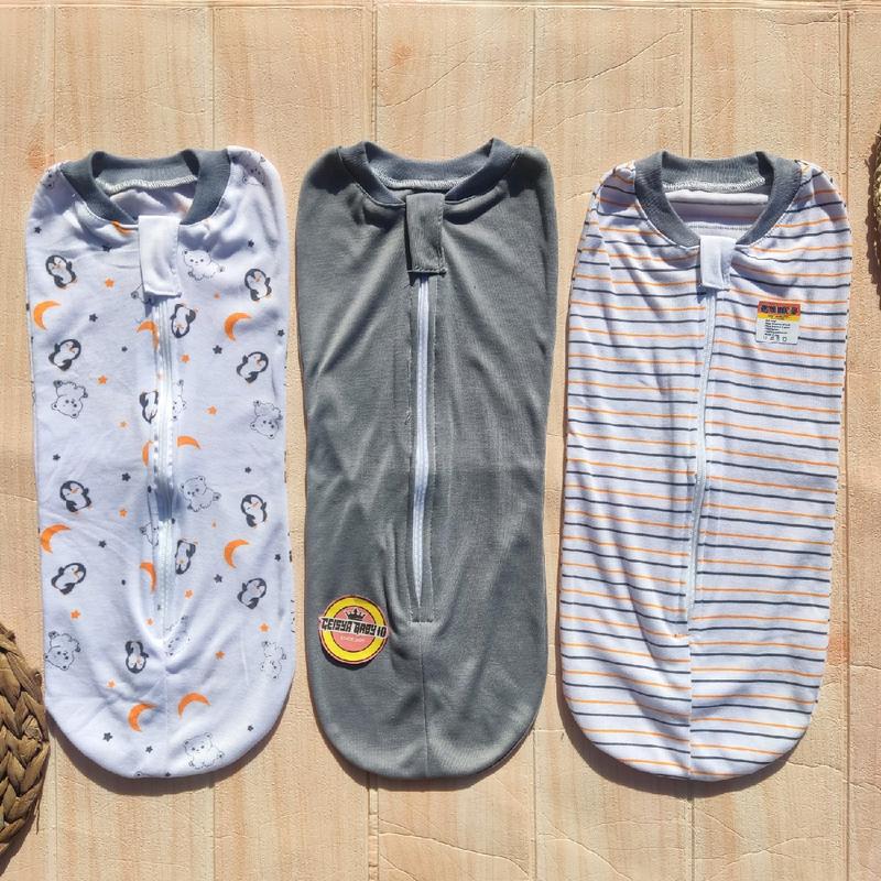 3 pcs bedong instan resleting bayi baru lahir seri abu motif terbaru 0