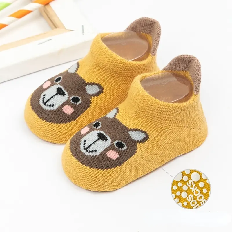 Tất Trẻ Em Bé Bằng Vải Bông, Thiết Kế Hoạt Hình Dễ Thương, Không Trơn Trượt, Thích Hợp Cho Trẻ Từ 0-5 Tuổi, Tất Đi Trong Nhà, Tất Mùa Xuân Và Mùa Thu 6