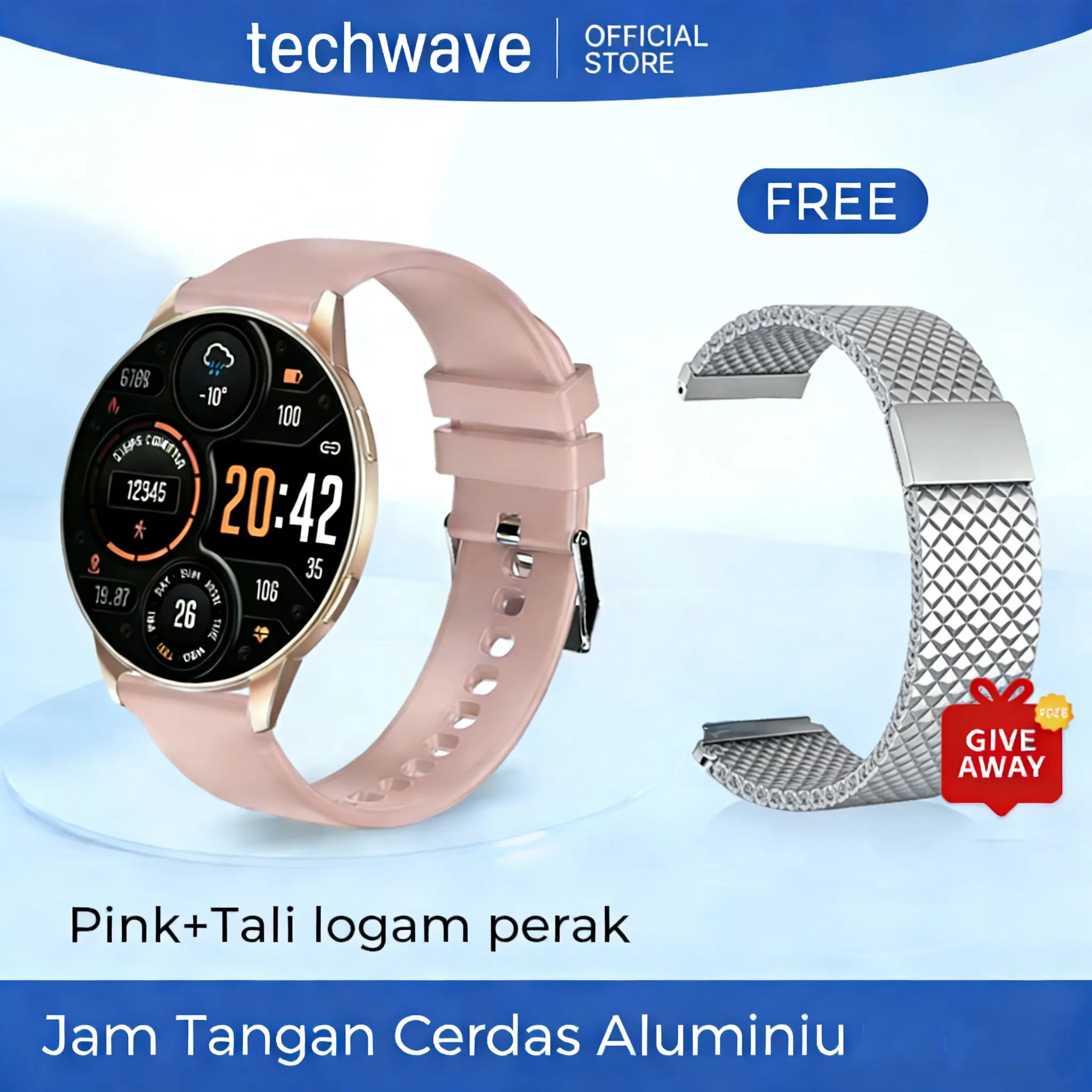 Pink+Tali logam Perak