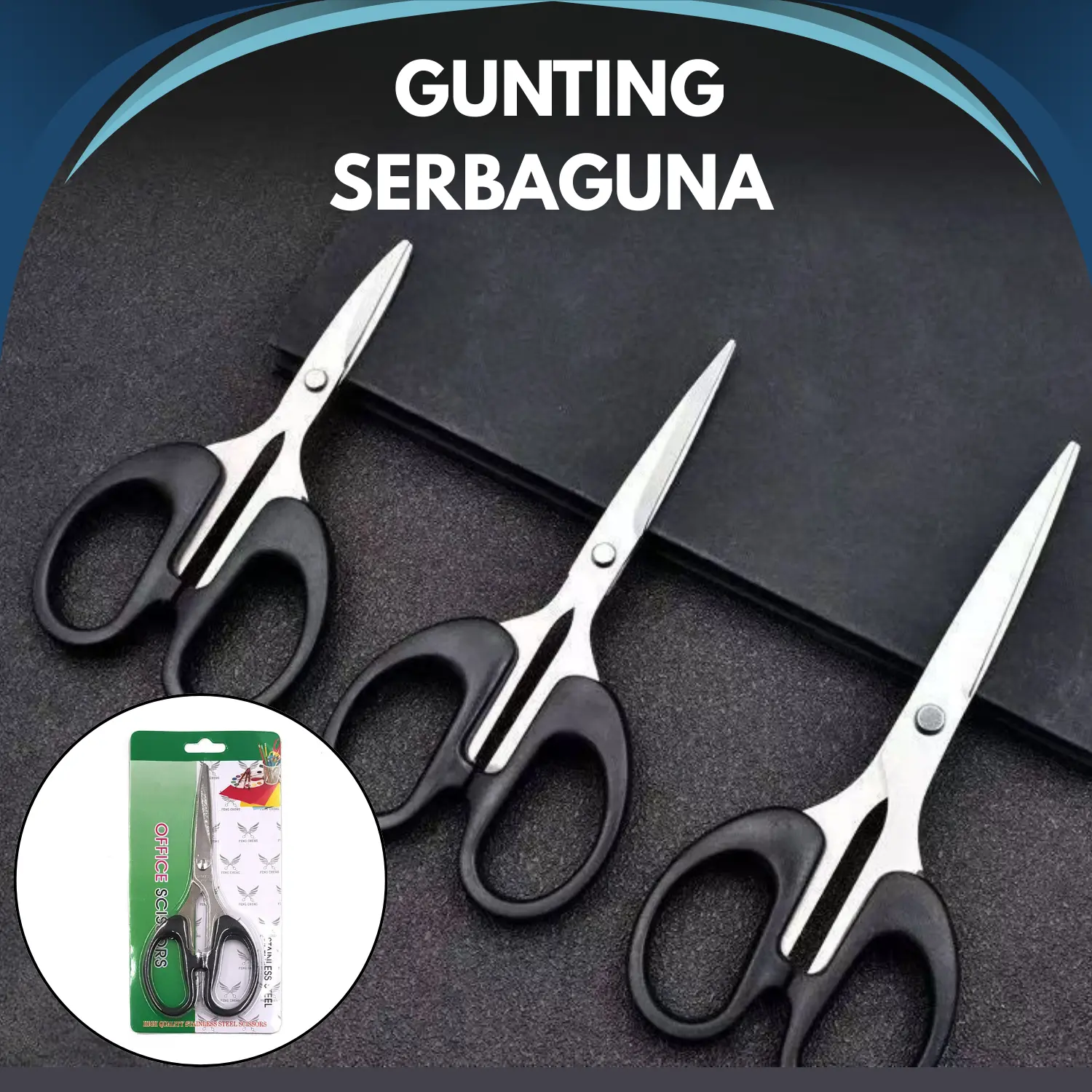 Gunting Scissors Stainless Steel 16 CM Serbaguna Tajam Gagang Ergonomis