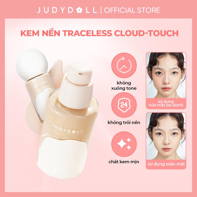 JUDYDOLL Kem nền Traceless Cloud-Touch Cream Foundation Tự nhiên Chống nước Chống lem Dành cho da hỗn hợp 30g