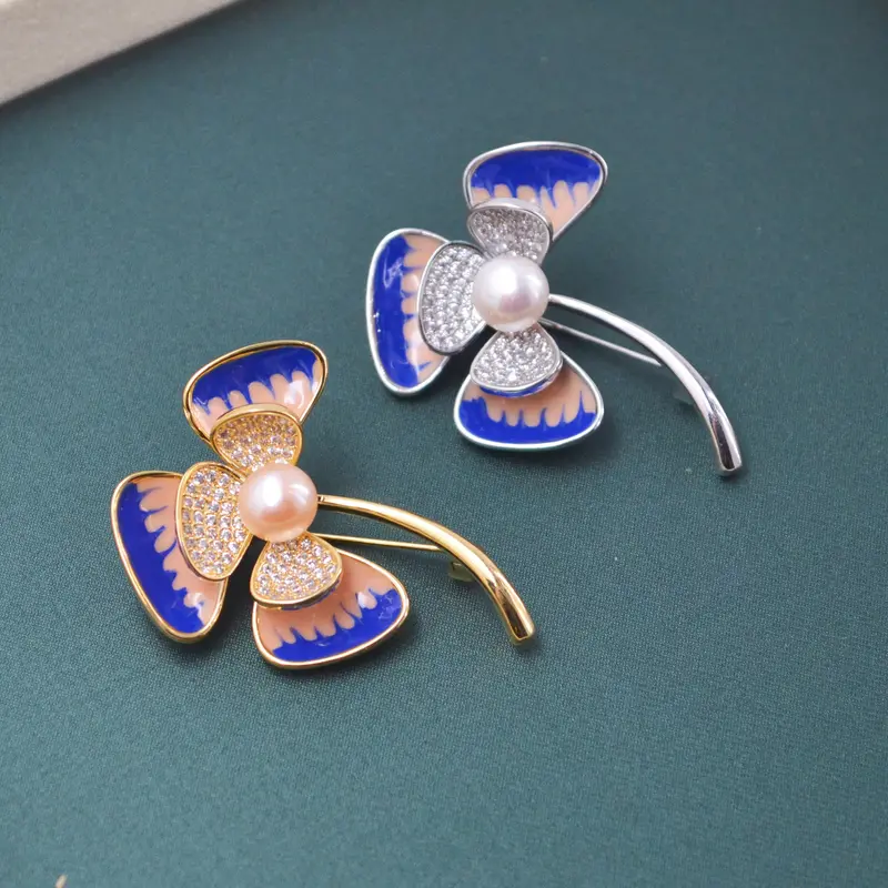 Bros Mutiara Asli dengan Permata Mewah Elegant 6