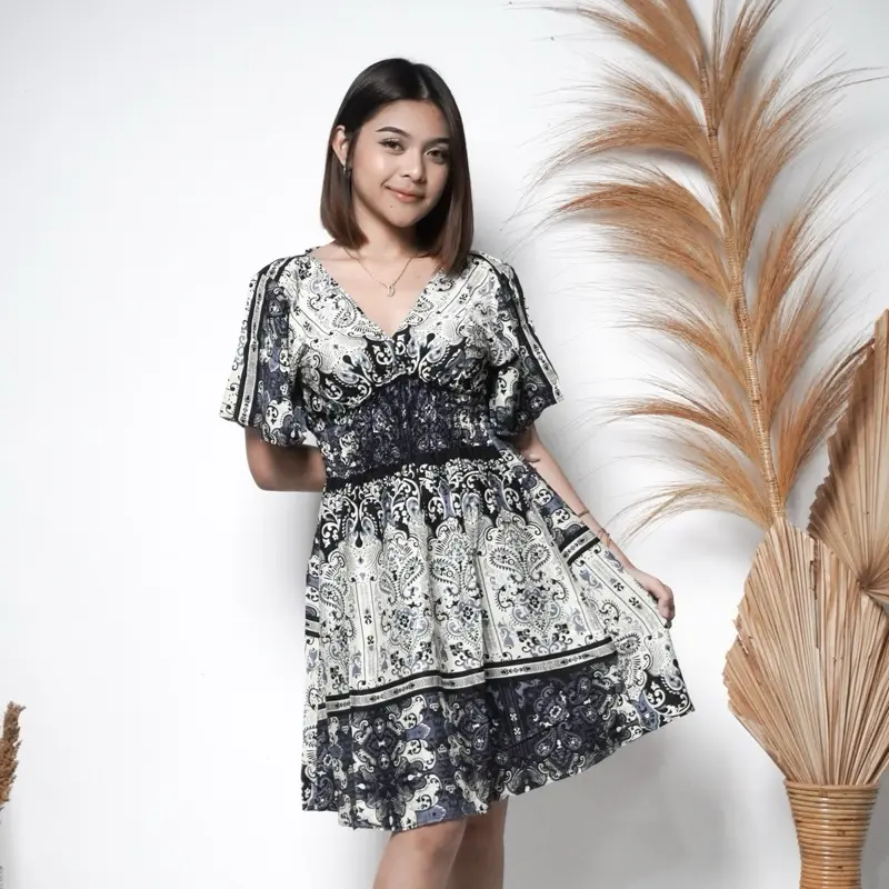 Dress Wika Motif Etnik Valeria Bali Terlaris 2025 0