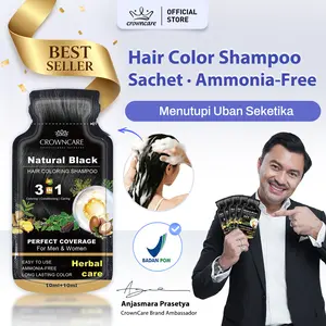 [5PCS+BPOM] CrownCare Sachet Hello Bubble Hair Color Shampoo Sachet Semir Rambut - Pewarna rambut ekstrak tumbuhan | tidak mengiritasi kulit | anda dapat dengan mudah mewarnai rambut di rumah | Sampo pewarna rambut Dye Cat Mengcover Uban