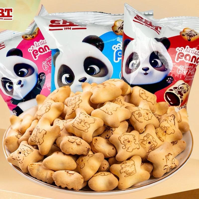 Combo 30 bịch bánh gấu Panda SBT Mix 3 vị Socola, Dâu, Vani Sữa giòn rụm, nhân tan chảy Ăn vặt Snack Food (20gx30 bịch)