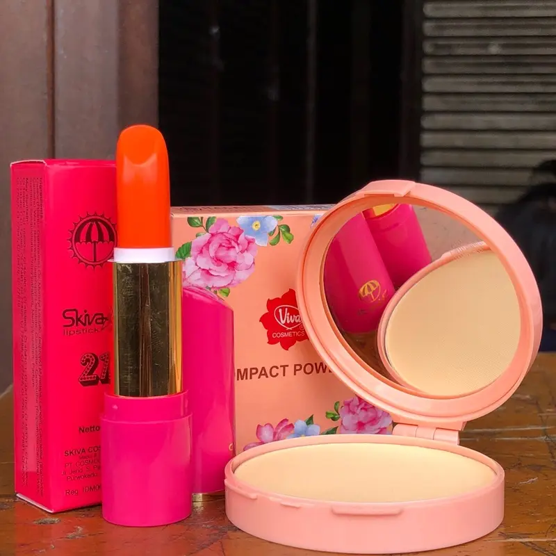 Make Up Simple | Kombinasi Compact Powder Kuning Pengantin & Lipstick Skiva | BPOM Wajah Foundation Lasting 0
