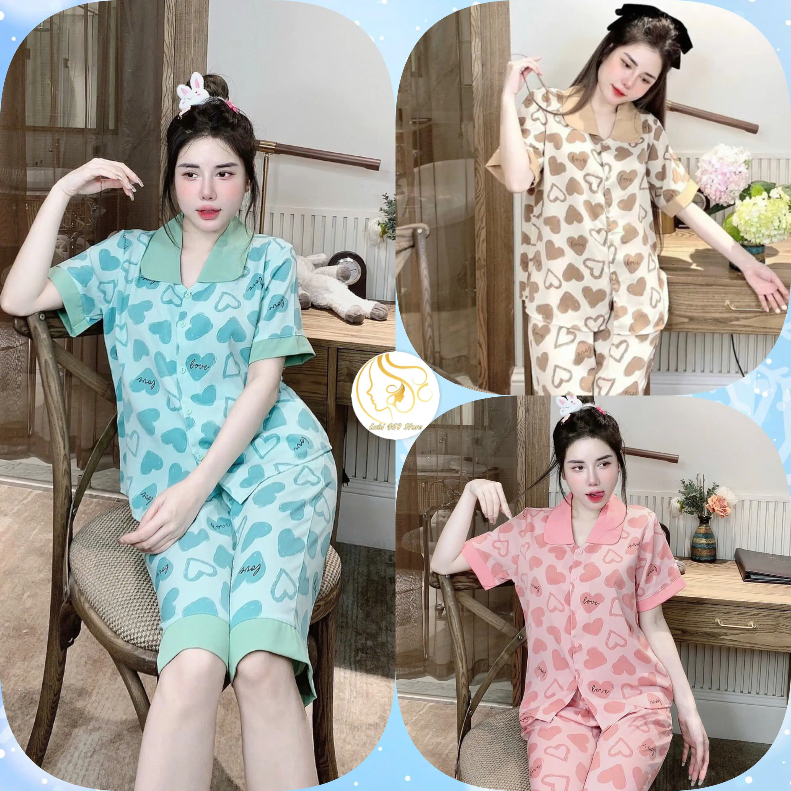 Combo 3 set Bộ Đồ Ngủ Pyjama Áo Cộc Quần Lửng - Tùy  Chọn Mẫu - Thiết Kế Mẫu Mã Đa Dạng Dễ Thương - Size M/L 35kg - 58kg