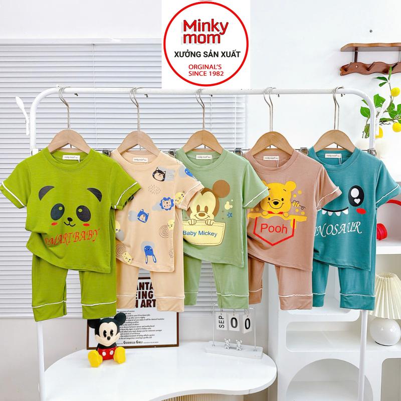   8kg_40kg   MINKY VIỆT NAM LND61 Bộ Quần Áo Thun Lạnh cho Trẻ Em Bé Trai Bé Gái In Hình Dễ Thương vải mềm mịn thoáng mát hàng chuẩn đẹp Cho Bé 