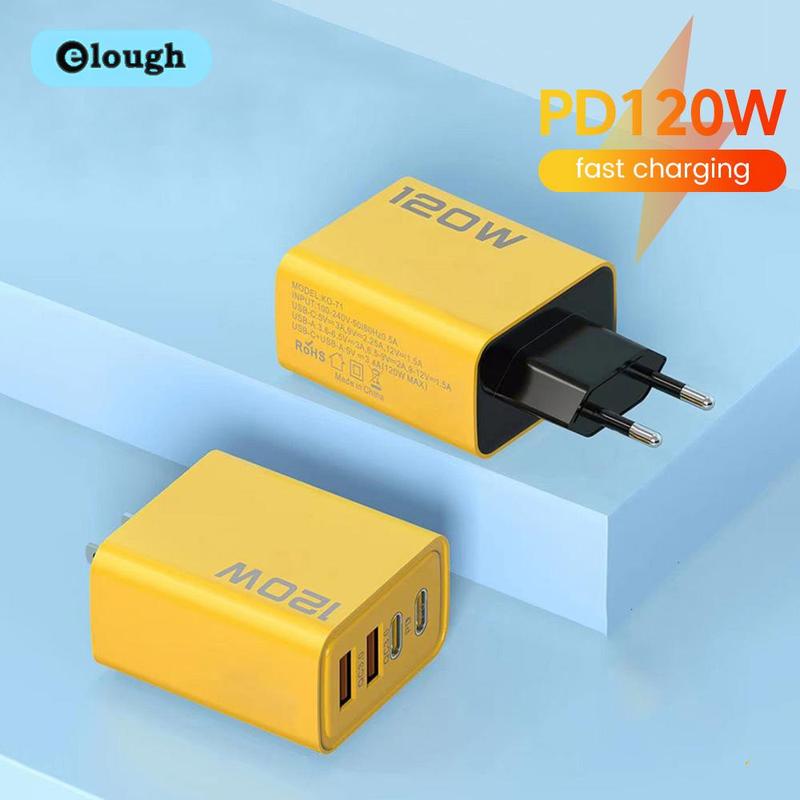Bộ sạc USB C PD, Elough, 4 cổng, 120W, Sạc nhanh 3.0, Bộ sạc điện thoại Type C USB, Tương thích với iPhone 15, Samsung Galaxy S24, S23 Plus, Huawei, Xiaomi, Redmi, Oppo, Vivo Y100, Bộ Chuyển Đổi sạc nhanh Phụ Kiện