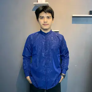 Akmy- Koko AZRI - Baju kemeja koko pria lengan panjang kekinian termurah, keren dan trendy motif embos Sultan kurma kancing tertutup.