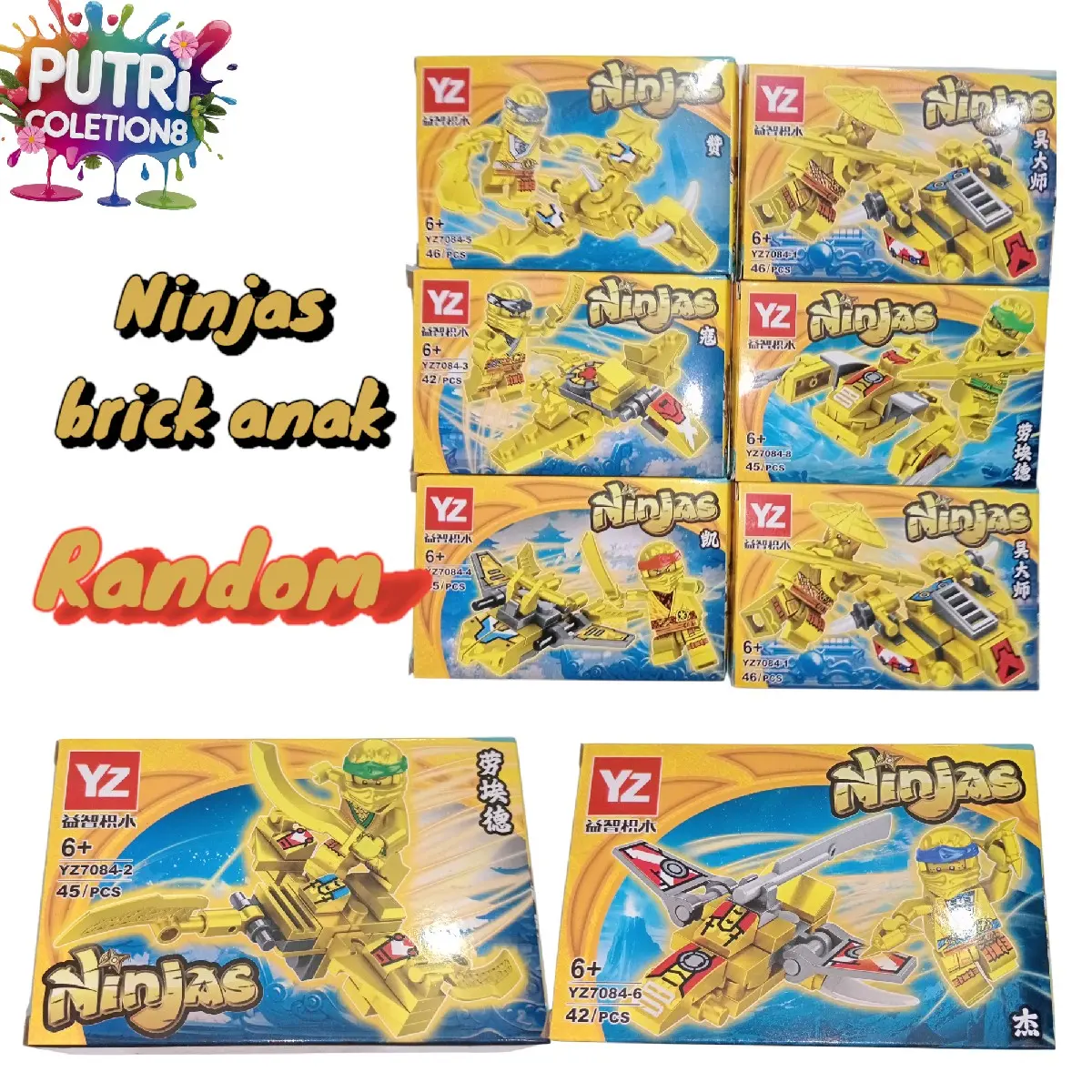 (BISA COD)mainan balok brick ninjas khusus warna kuning pilihan random khusu ninjas