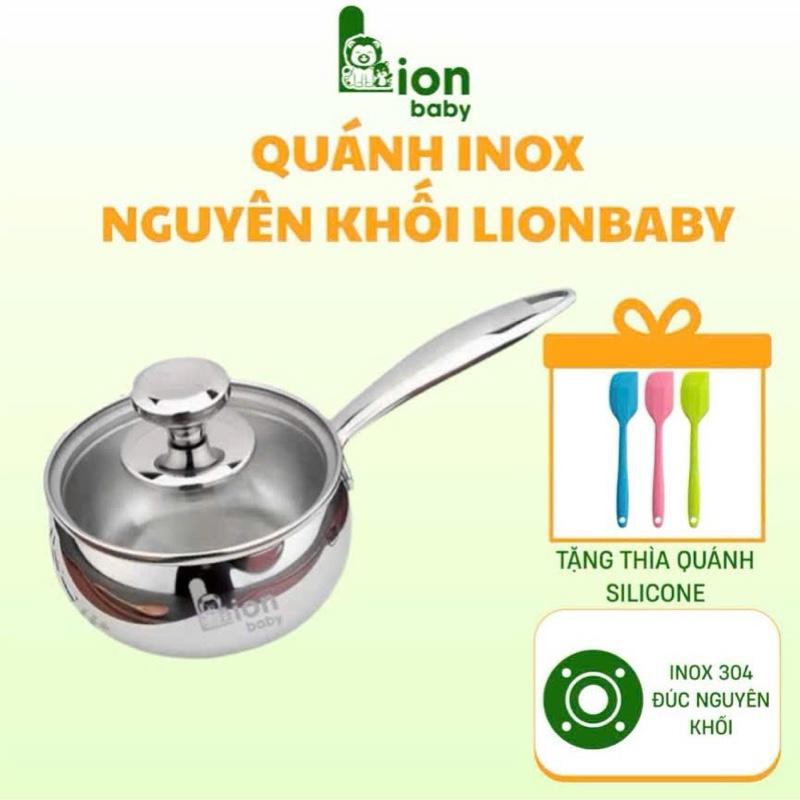 (TẶNG PHỚI) Nồi Quánh Cháo Lion Baby Chất Liệu Inox Nguyên Khối Size 12cm, 14cm Quánh bột cho bé Inox Chịu Nhiệt Cao