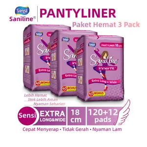 [3 Pack Hemat] SENSI SANILINE Pantyliner Wanita 40+2 Pads High Absorbency Anti Bocor Anti Lembap Tetap Kering Nyaman Seharian untuk Aktivitas & Umrah Hemat