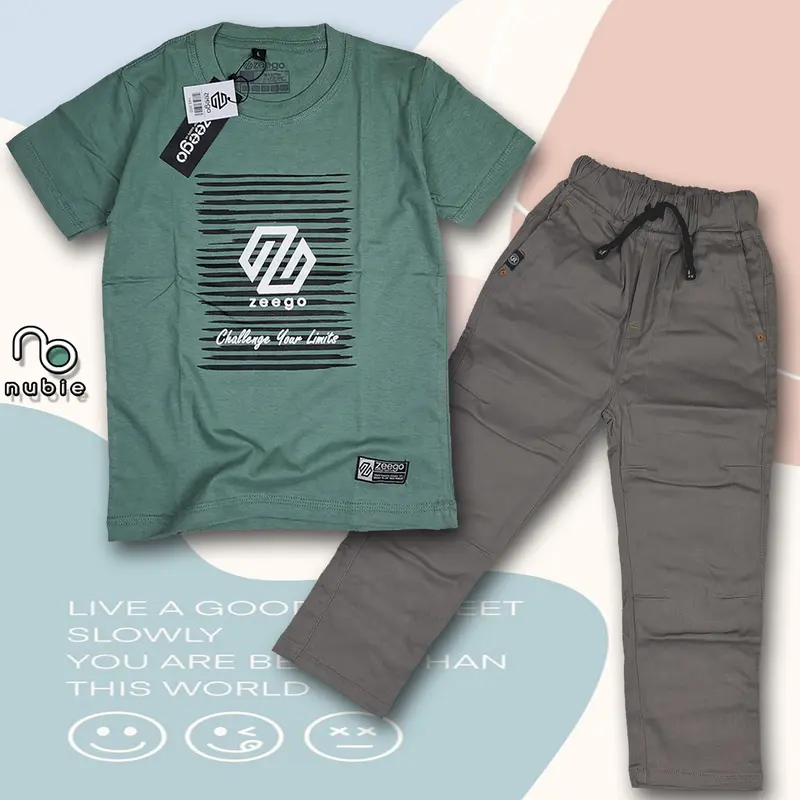 SETELAN KAOS ANAK LAKI LAKI USIA 3-12 TAHUN MOTIF CHALLENGE YOUR LIMITS Baju Celana Fashion Pakaian 0