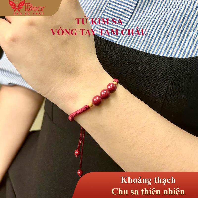  Vòng tay Chu Sa Tử Kim Sa Tam Châu Trang Sức Đá Quý Cao Cấp Chu Sa Tự Nhiên Phong Cách Thanh Lịch Phù Hợp Đeo Hằng Ngày Hàng Mới Về Xu Hướng Tiktok Dear Fashion Jewelry 