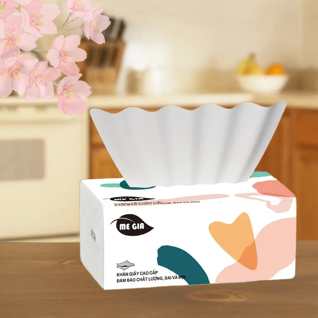 Giấy Khăn Giấy MEGIA, 1 Hộp Đựng, Làm Bằng Bột Gỗ Tự Nhiên, 4 Lớp, Mềm Mại Và Dày, Giấy Chắc Chắn, 3 Màu, Giấy Vệ Sinh