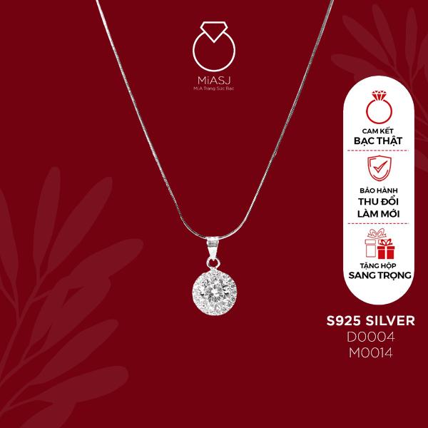   LIVE  Dây chuyền nữ Bạc Ý S925 mặt hột đá halo mini cao cấp D0004 M0014 | Mi.A Trang sức Bạc 