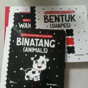 My First Contrast Book Boardbook Bayi Set 4 Buku Kontras Warna Edukasi Newborn 0-12 Bulan Kenalkan Bentuk