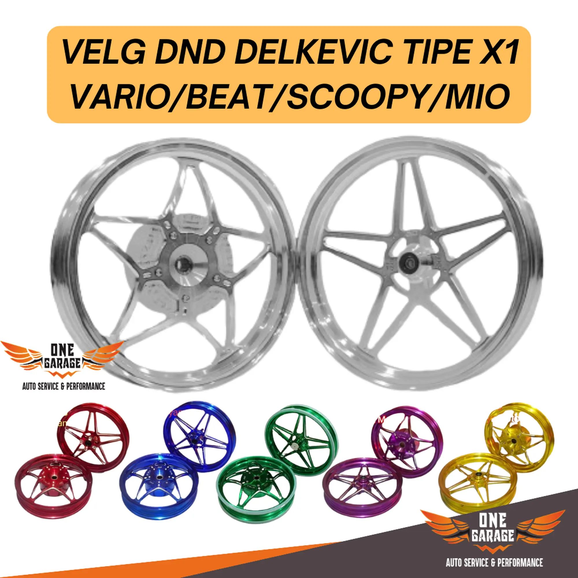 Velg DELKEVIC X1 Vario Beat Scoopy Spacy Genio Mio lama/Sporty/Smile/J/Soul/Xeon/M3/GT 125/Fino/Gear/X Ride/Nuov Ring 14 Accessories Motorcycle Adaptor Baut Bearing Cakram Dudukan Mesin Roda