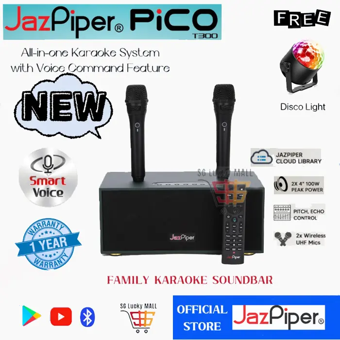 [SG Lucky] T300 JAZPIPER PICO Karaoke with smart voice controller Audio Speakers