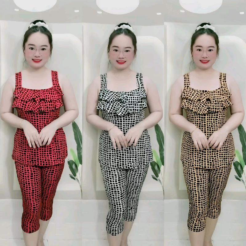 Đồ bộ quần lửng qua gối thun ati mềm mịn áo bèo 2 tầng dễ thương dành cho nữ mặc nhà - Size 3456 50-82kg