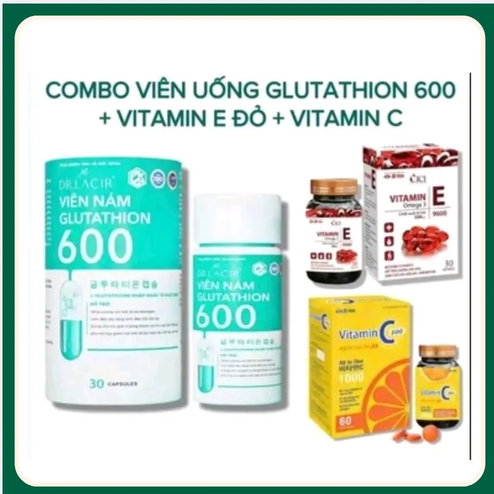 [ mua 1 tặng 2 nhận 3] viên uống trắng da glutathione 600 tặng 1 vitamin e tặng 1 vitamin C  thực phẩm bổ sung chăm sóc sắc đẹp Người lớn viên uống